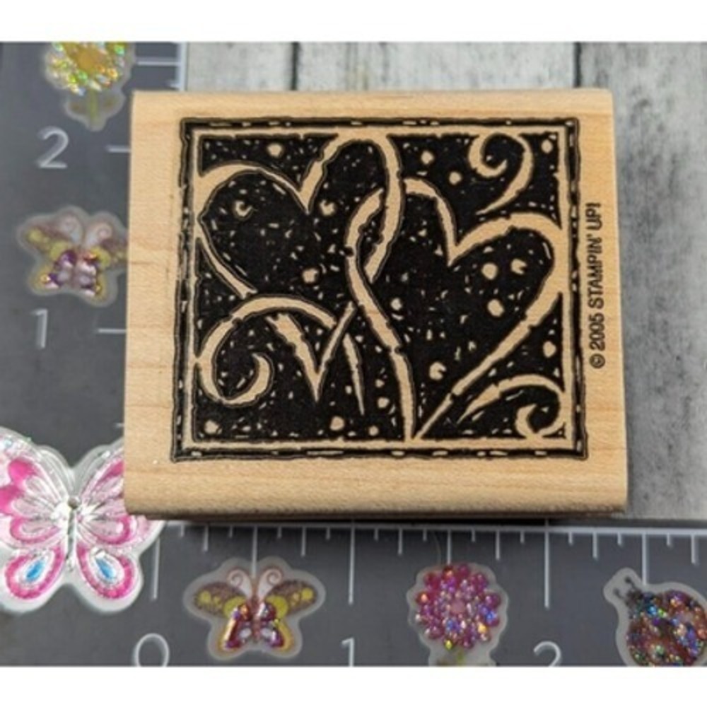 Stampin' Up! Etched Hearts 2005 Rubber Stamp Wood #K70